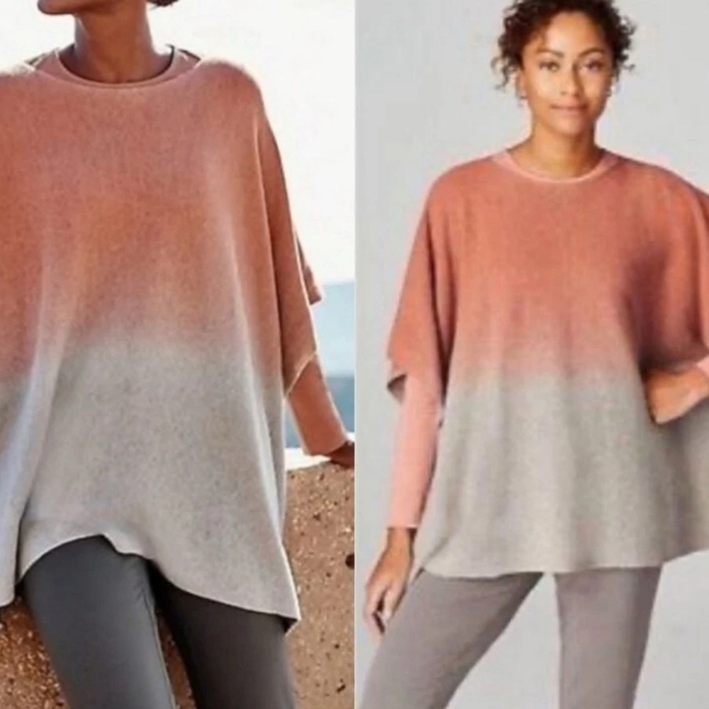 J Jill Pure Jill Boho Ombre Lightweight Poncho Sweater One Size